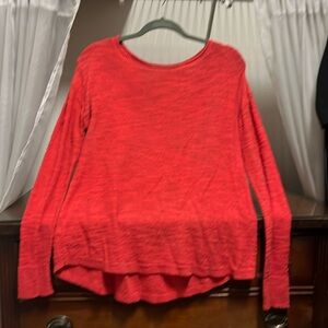Loft Women's Small Orange Red Long Sleeve Knit Top
